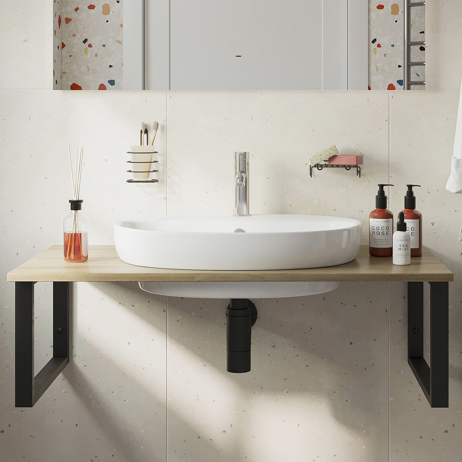 Столешница с раковиной DIWO Элиста 100 светлое дерево,, с раковиной ...